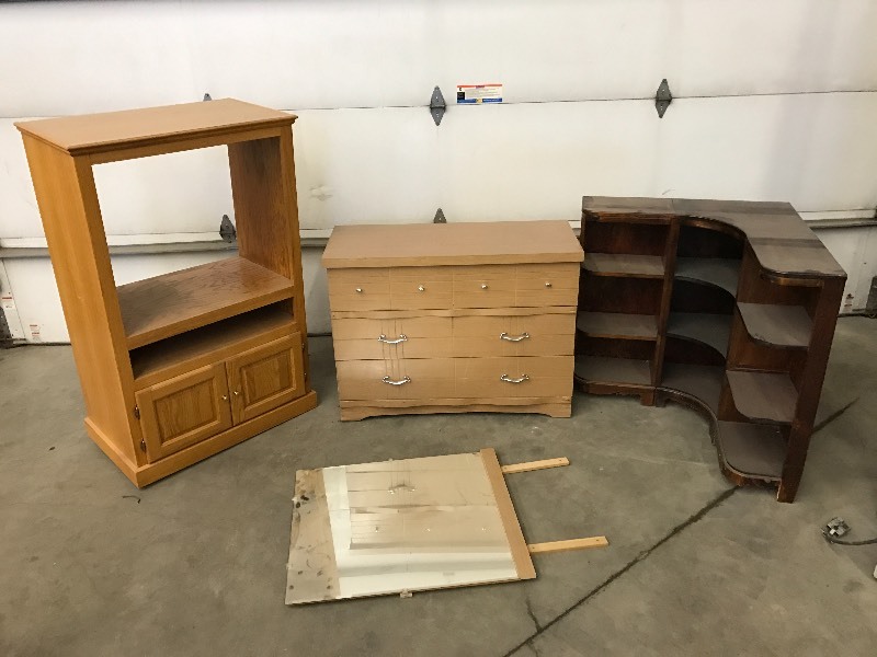 lot 99 image: Lot Of Corner Shelf Unit, 3-Drawer...
