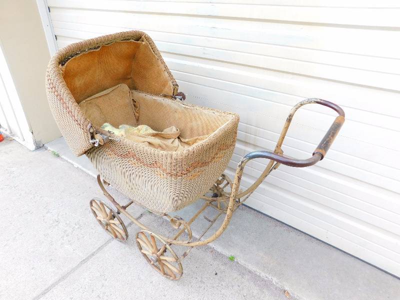 Antique wicker hotsell baby carriage restoration