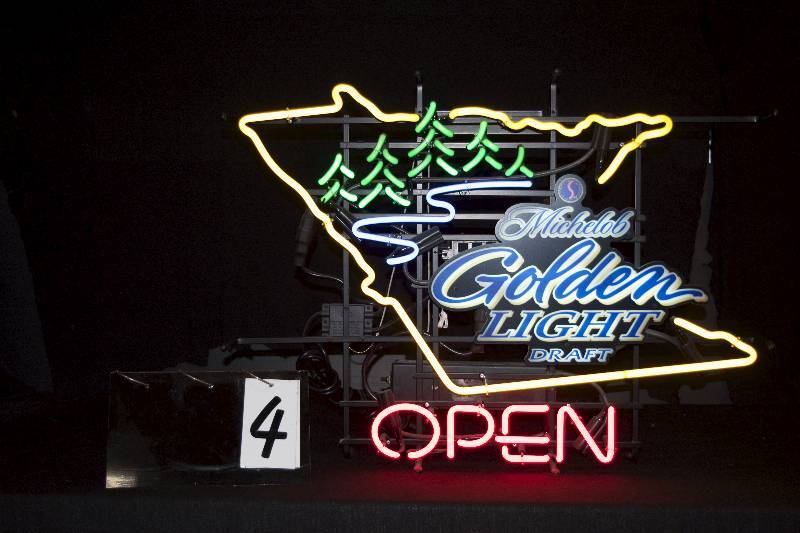 mich golden light neon sign