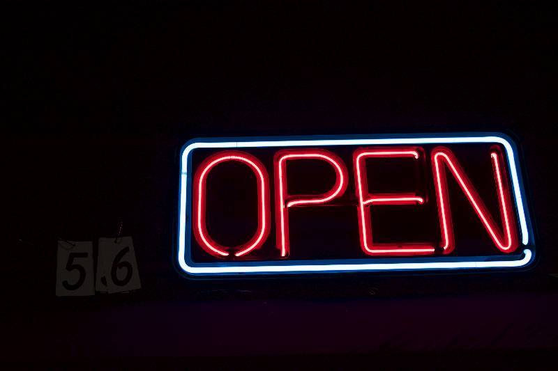 lot 56 image: OPEN neon sign, vaccuum formed plastic case