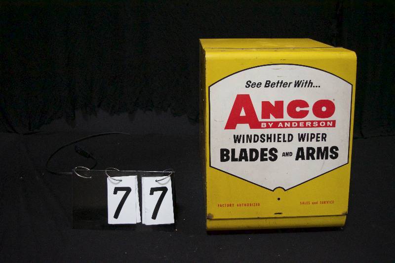 lot 77 image: Anco Windshield Wiper Blade storage box, great display for your garage, and functional, painted metal