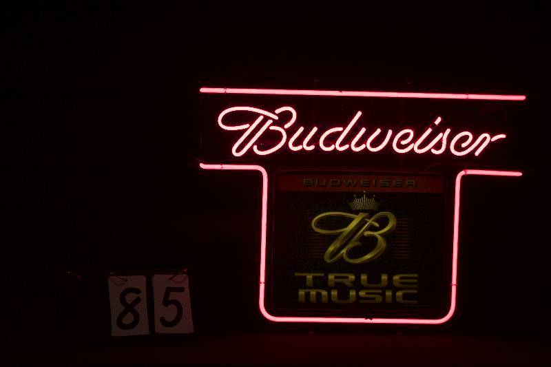 lot 85 image: Budweiser True Music neon with backlit logo panel
