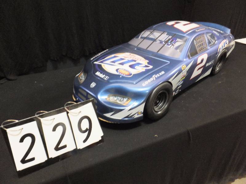 lot 229 image: Miller Lite 3D car with graphics, #2 Rusty Wallace, very cool, looks like a real car