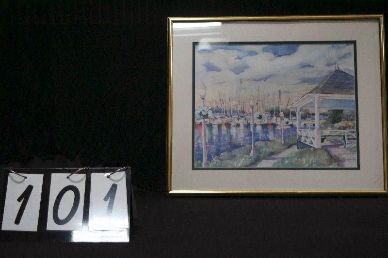 lot 101 image: Professionally framed and matted marina print