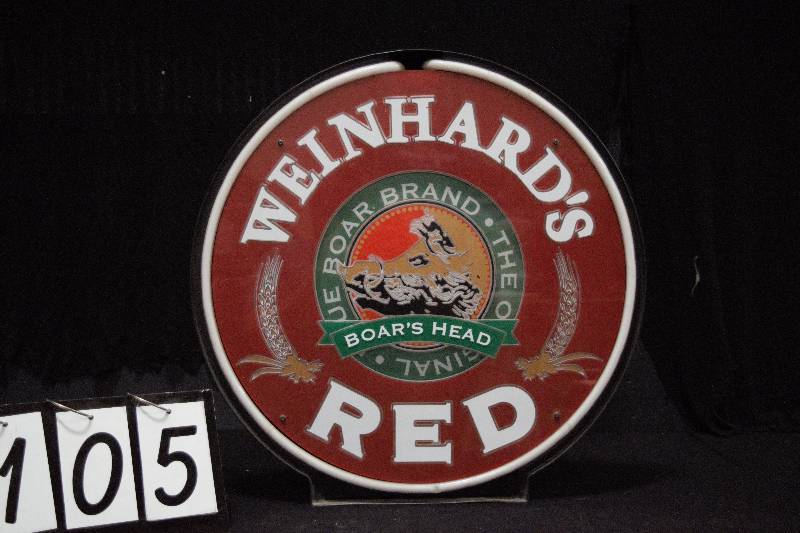 lot 105 image: Weinhards Red backlit sign with revolving center panel, has a neon border - see the video