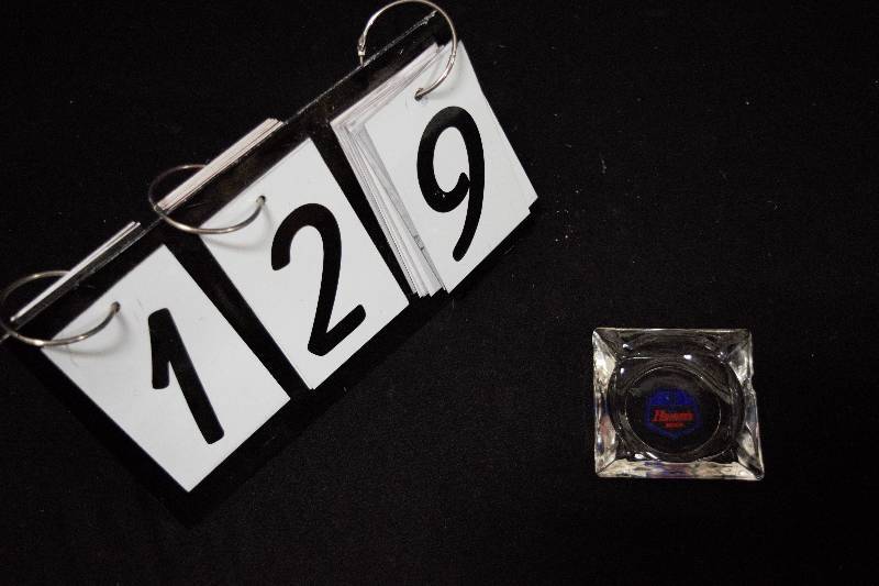 lot 129 image: Hamms Beer square glass ashtray, small chip