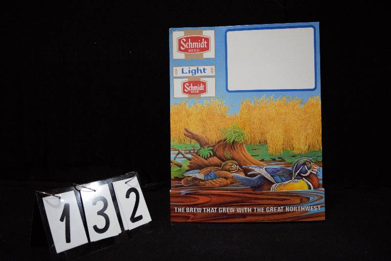 lot 132 image: Schmidt Beer bobbing wood duck, easel back display with clock motor, NOS (New Old Stock), runs on D battery