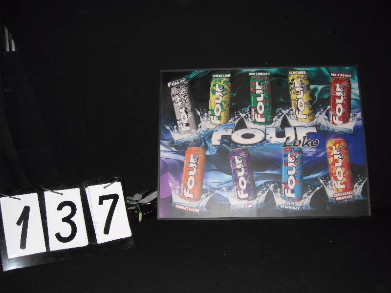 lot 137 image: Four Lokos light up display, animated - cans light up individually. See the video.