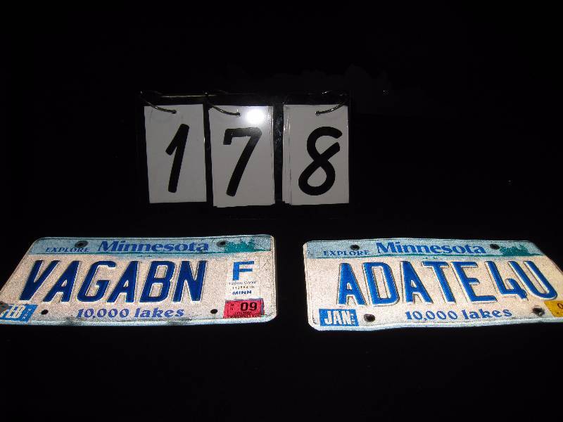 lot 178 image: Minnesota MN License plates, vanity plates, VAGABN and ADATE4U