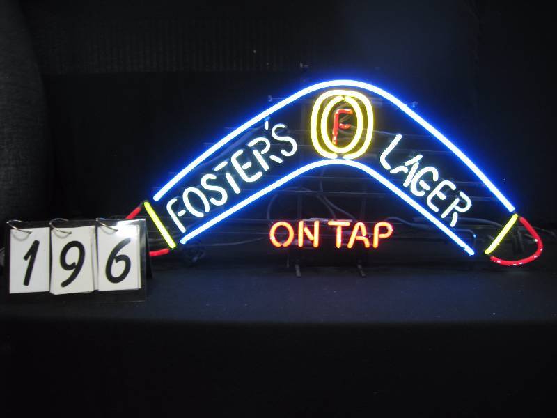 lot 196 image: Fosters Lager neon boomerang