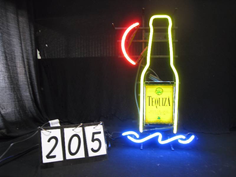 lot 205 image: Tequiza bottle shaped neon