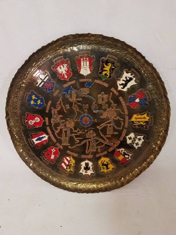 lot 10 image: German Brass Coat of Arms Plate