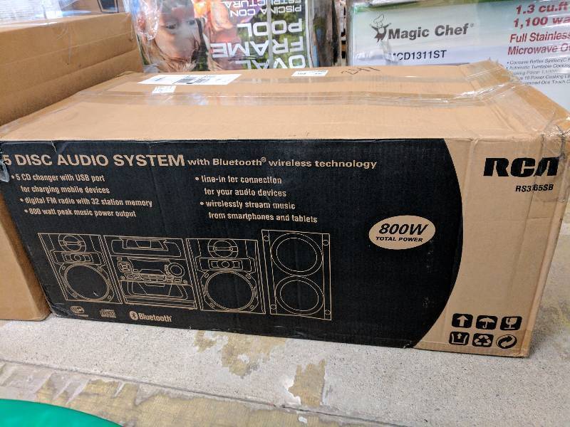 lot 247 image: RCA 800-Watt 5-CD Bluetooth Sound System with Subwoofer