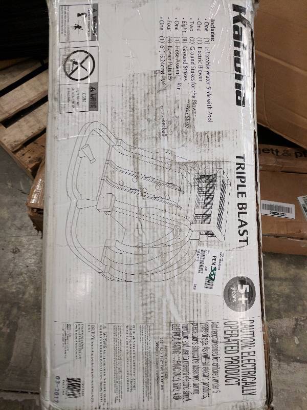 lot 332 image: Triple Blast Inflatable Play Center with Water Slides