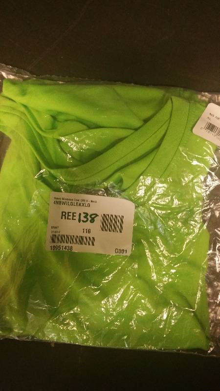 lot 138 image: Hanes Womens Cool DRI V-Neck T-Shirt Neon Lime - X-Large