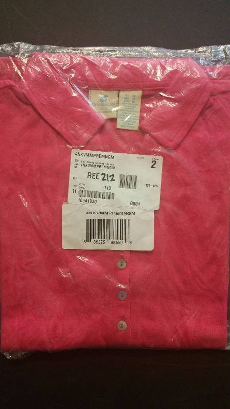 lot 212 image: Caribbean Joe Jacquard Short-Sleeved Polo Shirt - Reef Rose - M