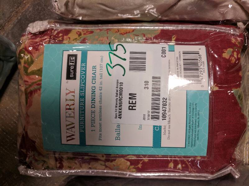 lot 375 image: Sure Fit Waverly Ballad Bouquet Wing Chair Slipcover Crimson