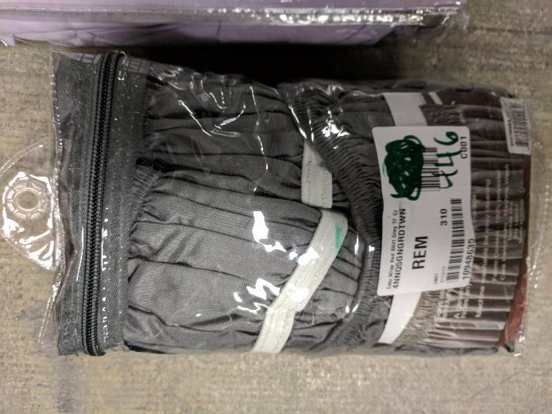 lot 446 image: Easy Wrap Bed Skirt Dust Ruffle Grey - TwinFull