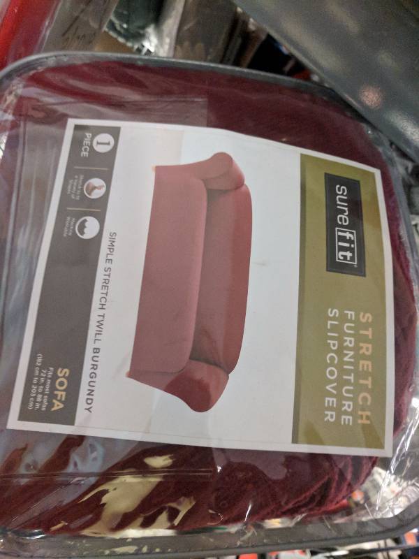 lot 511 image: Sure Fit Simple Stretch Twill Sofa Slipcover Burgundy