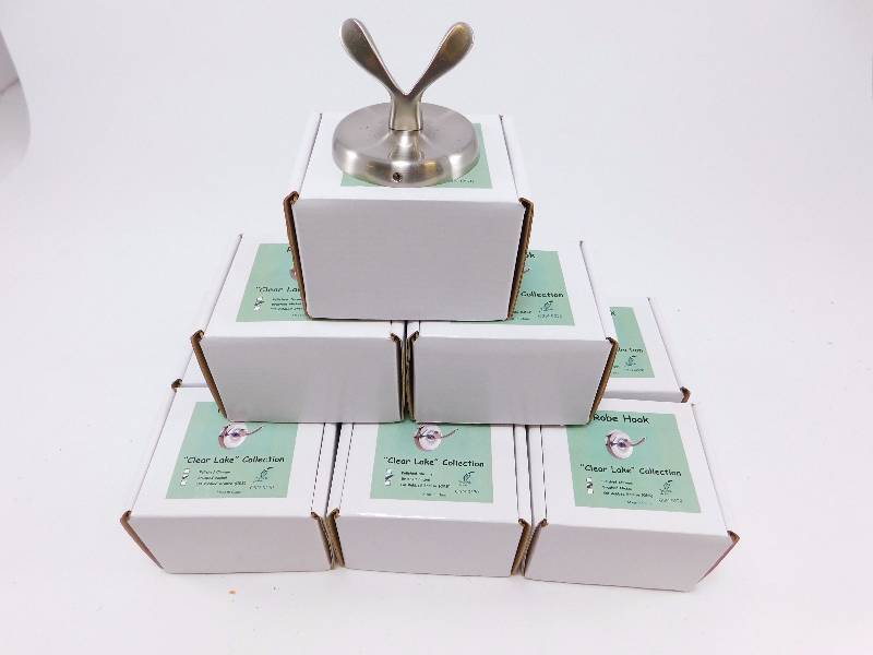 (9) Brushed Nickel Double Robe Hooks