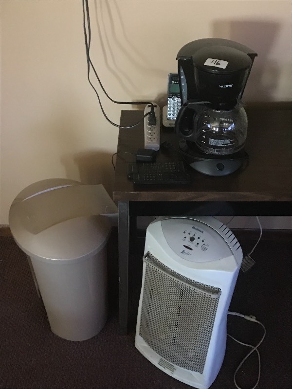lot 46 image: Coffee Maker, Trash Can, Heater