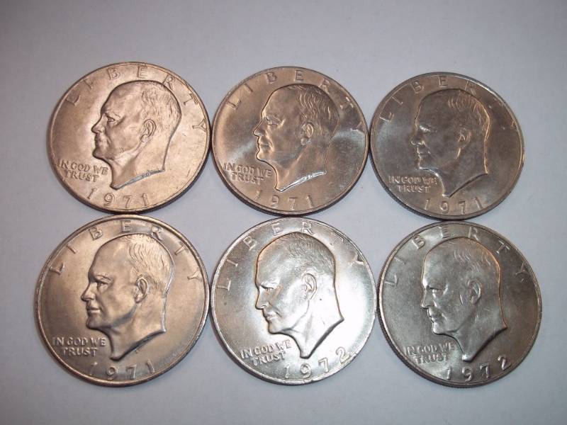 6 EISENHOWER DOLLAR COINS