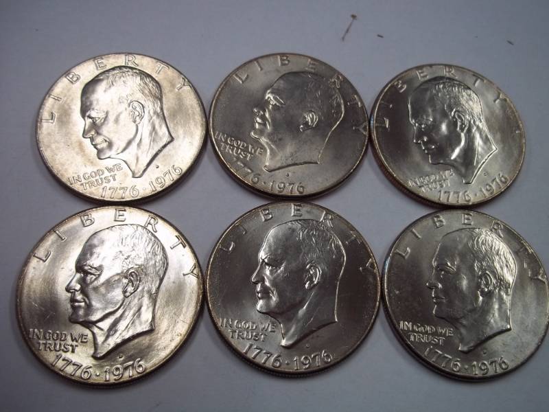 6 EISENHOWER DOLLAR COINS