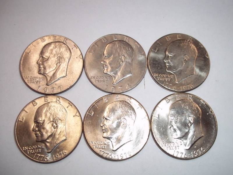 6 EISENHOWER DOLLAR COINS
