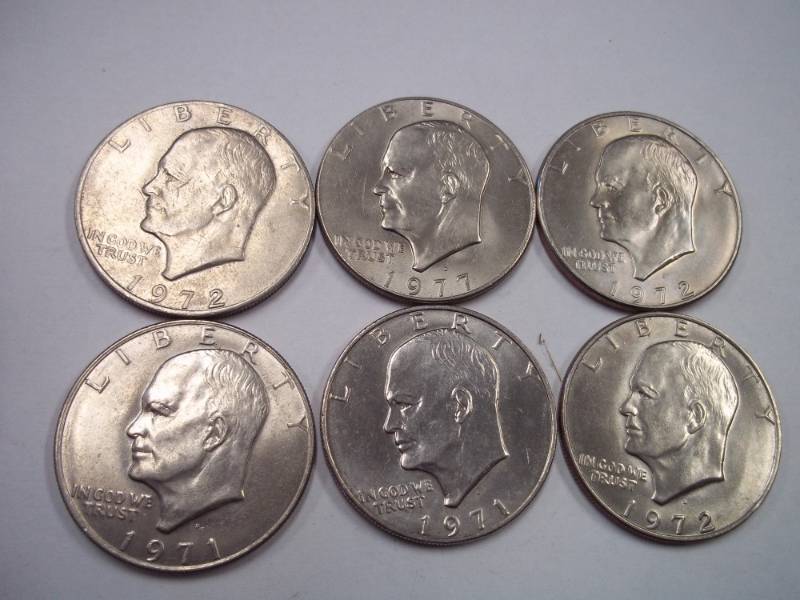 6 EISENHOWER DOLLAR COINS
