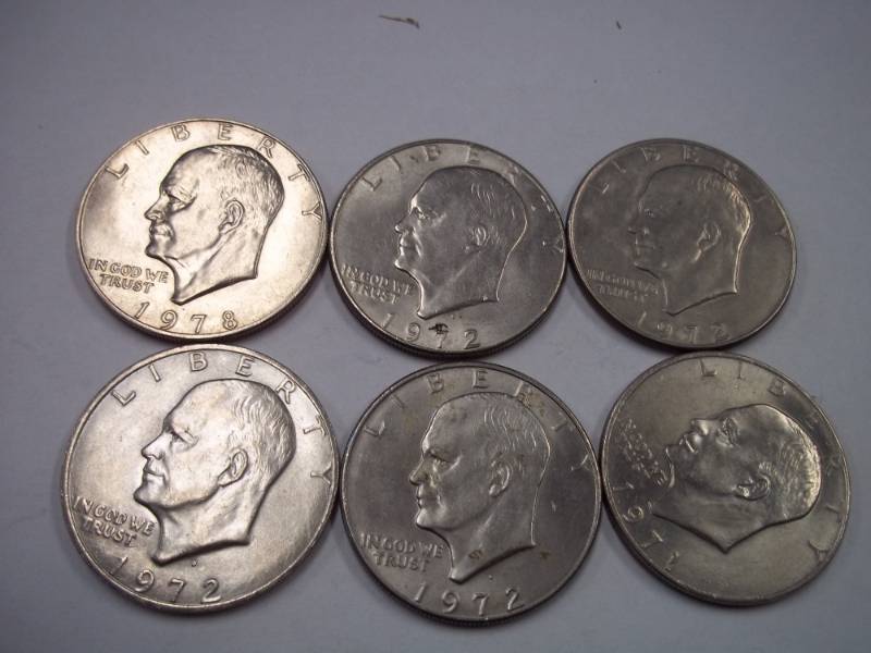 6 EISENHOWER DOLLAR COINS