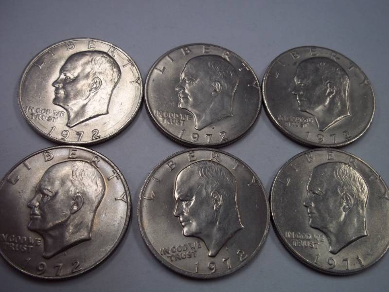 6 EISENHOWER DOLLAR COINS