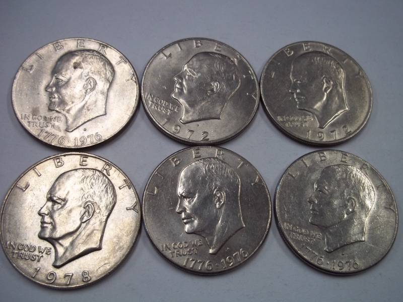 6 EISENHOWER DOLLAR COINS