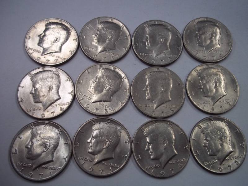 12  KENNEDY HALF DOLLARS