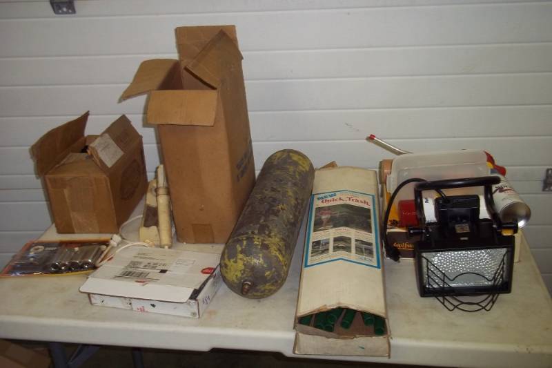 Spotlight, Spray Paint Cans with Sprayer, Small Air Tank, Quick Trash, Sockets, Electrical Supplies, Miscellaneous Hardware