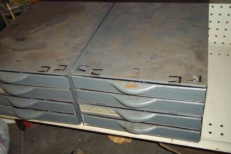 Pair of Metal Parts bins with parts