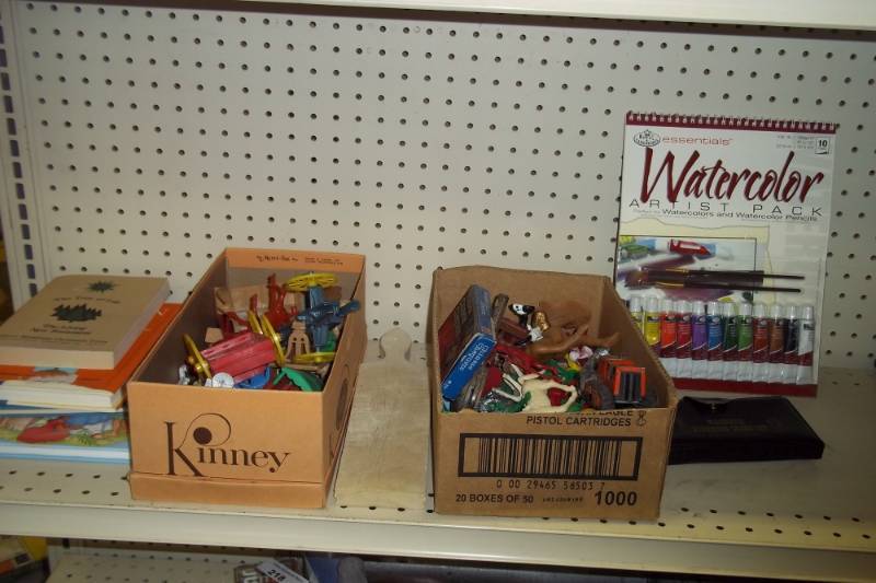 Vintage Toys, Books, and Watercolor paint
