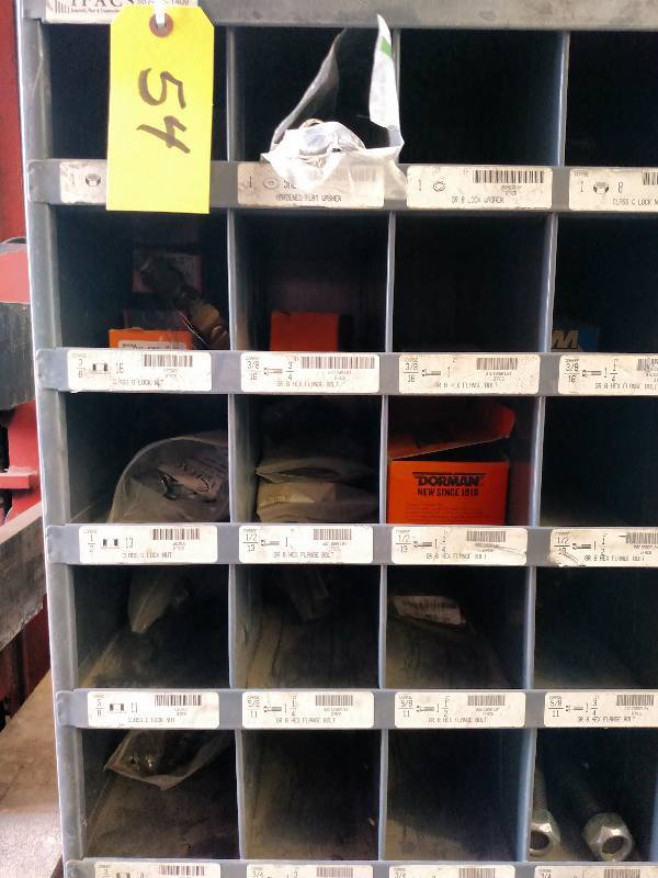 lot 54 image: Durham 40 Hole Bolt Bin with Hardwa...
