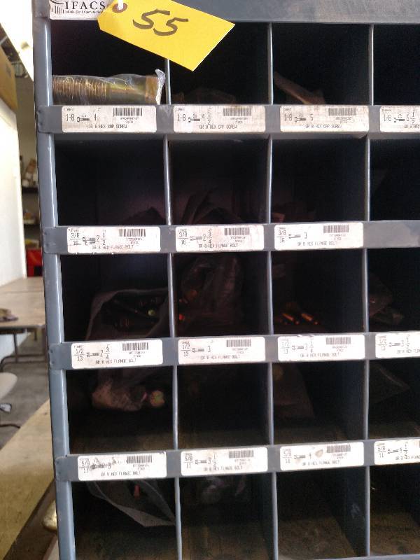 lot 55 image: Durham 40 Hole Bolt Bin with Hardwa...