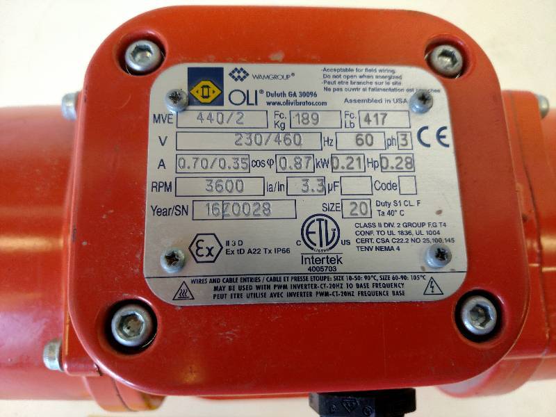 lot 136 image: OLI Vibrator, 230460v, 3 Phase, Wo...