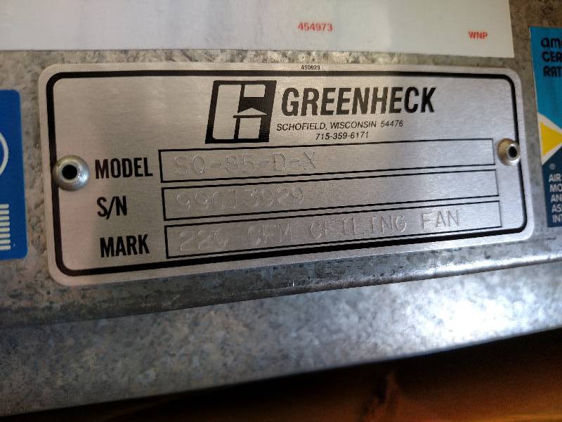 lot 151 image: Greenheck SQ-85-D-X 220 CFM Ceiling...