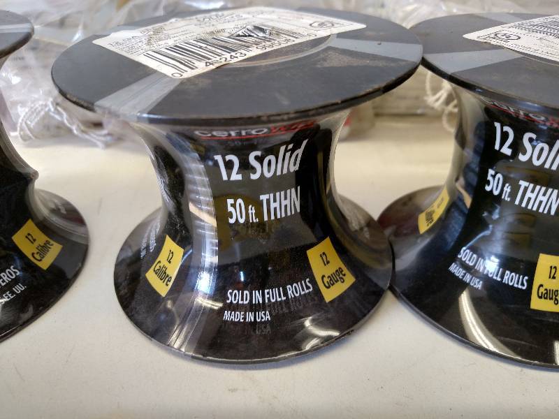 lot 205 image: (3) 50 ft. Rolls of 12 ga. Wire & (...
