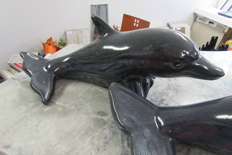 3 Porcelain Dolphins