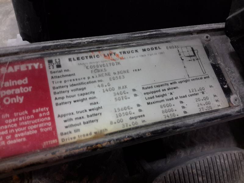 HYSTER, 8900 lb fork lift and Hobart R Series Charger