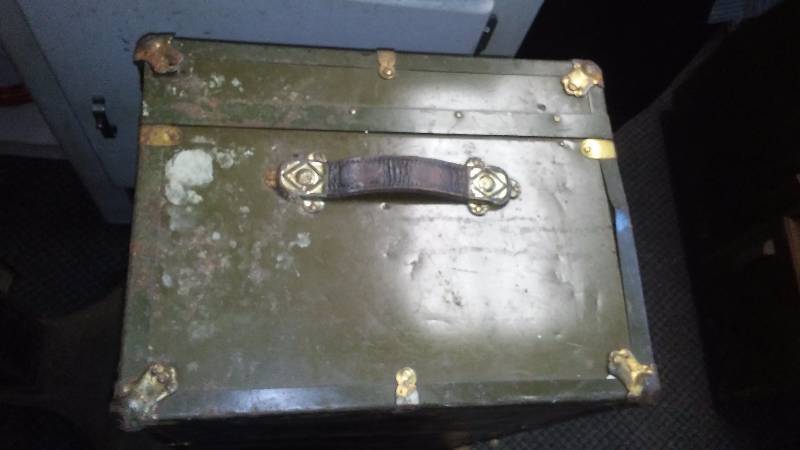 Green Metal Chest Circa late 1800s