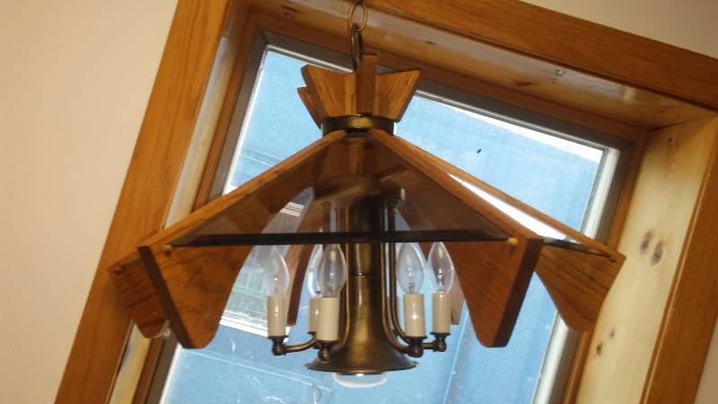 Oak 6 light Chandelier upscale to soalr