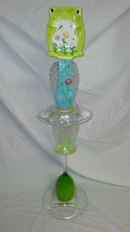 Glass Garden Art Indoor Outdoor Frog