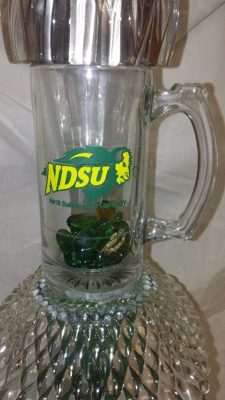 Glass Garden Art Indoor Outdoor SOLAR Bison