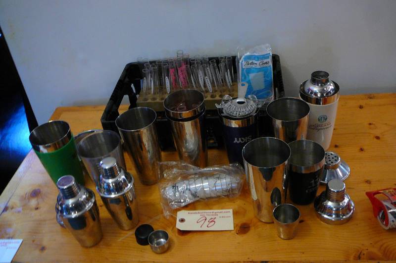 lot 98 image: Assorted Drink Mixer Cups  Dekuyper Biles and base