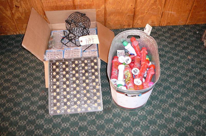 lot 189 image: Bingo game, Numbers, cards, ink