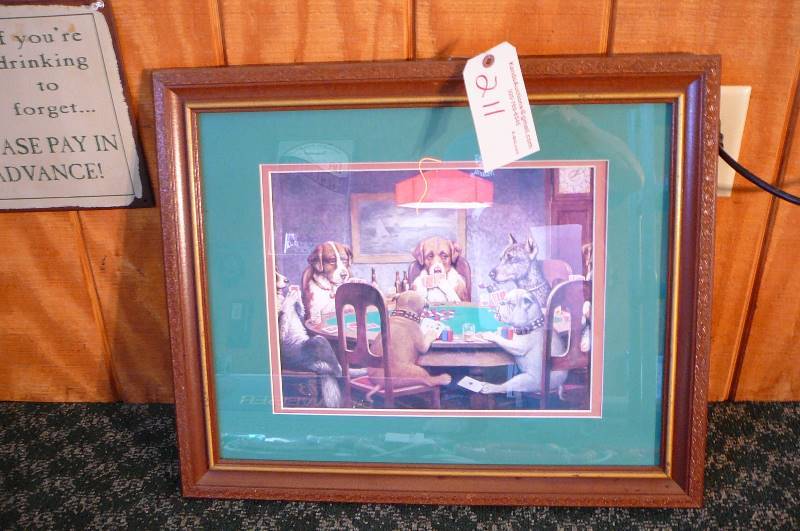 lot 211 image: Picture 6 dogs playing cards